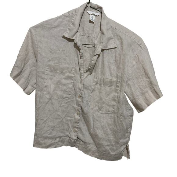 H&M Linen Button Down Top S - Picture 1 of 3